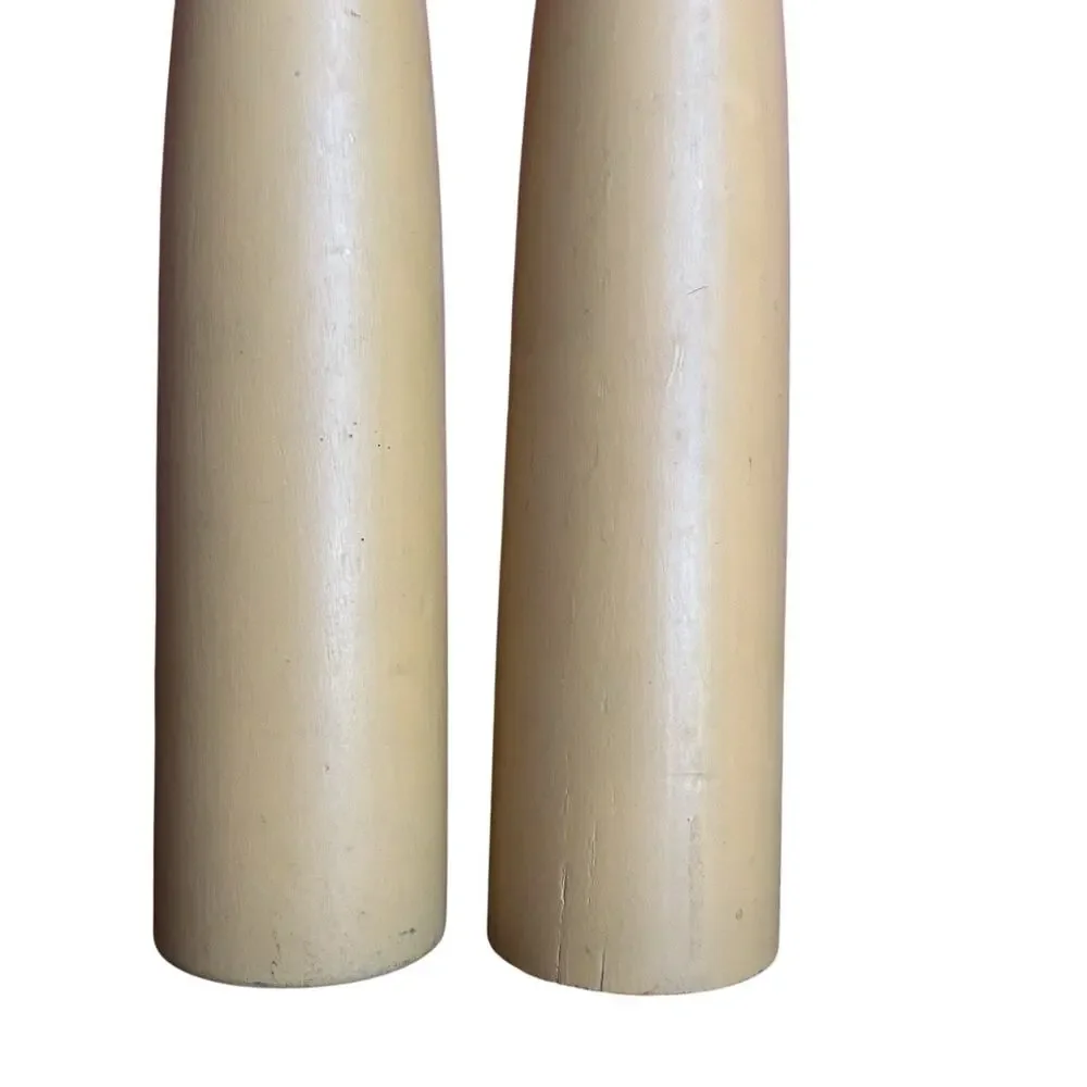 Vintage Danish Modern Wood Candle Holder Pair Made In Denmark MCM Mid Mod